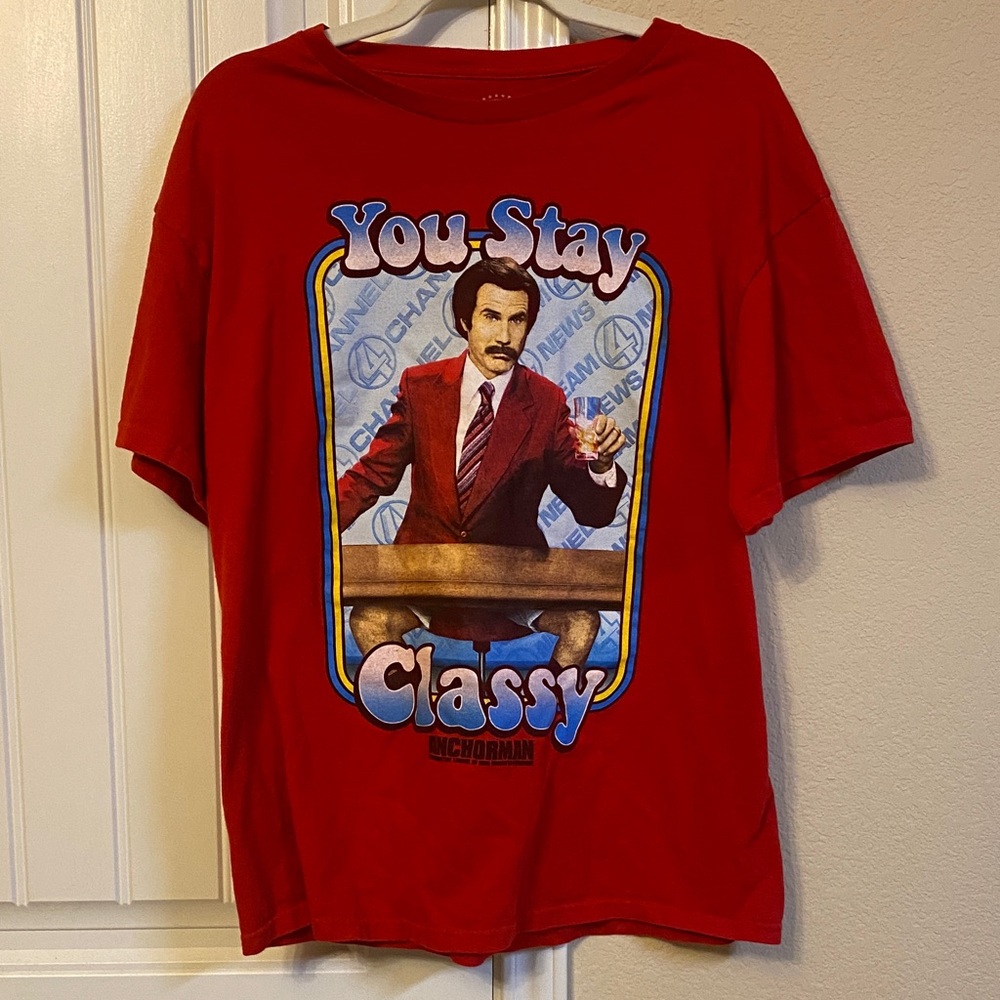 BNWT- Sz L- Red Anchorman Graphic T-Shirt